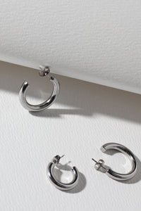 Minimalist Hoop Earrings - Silver